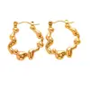 Aretes Abstractos Geométricos Irregulares con Diseño de Textura Ondulada. Pendientes de Aro Irregulares de Alta Gama y Elegantes para Mujer