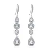 Brincos de Zircônia para Noiva Super Brilhantes Casamento Coreano e Japonês, Brincos de Tarraxa Simétricos Pequena Folha e Gota d'Água, Joias de Orelha Transfronteiriças, Brincos Femininos