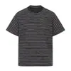 Roupa Masculina Beijie Verão 2026 Novo Camiseta Listrada de Manga Curta Pesada 320g Masculina com Efeito Desgastado Meia Manga