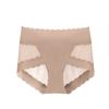 Ropa interior popular de seda de hielo hueca de cintura alta para mujer, pantalones sin costuras transpirables para levantar glúteos y controlar el abdomen, bragas sexys para mujer con entrepierna antibacteriana