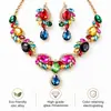 Conjunto de collar y pendientes de piedras preciosas estilo palacio retro europeo y americano, una pieza lujosa y elegante con circonita cúbica en forma de lágrima, perfecto para novias y vestidos de noche