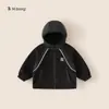 Ropa para niños Youbao: sudadera con capucha para niños, chaqueta de otoño con cremallera color block para niños pequeños, cortavientos elegante para niñas, abrigo para niños
