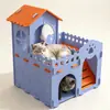 Casa de fieltro de doble capa tipo castillo para gatos, para jugar, dormir y rascar. Castillo escondedero multifuncional para mascotas, tamaño: 53 cm de largo, 48 cm de ancho, 68 cm de alto