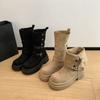 Botas de Mujer de Suela Gruesa Dos-Usos 2025 Otoño e Invierno Nueva Moda Versátil Cómodas Casuales Slim Botines Medianos para Mujer