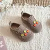 Zapatos de piel para niña con bonito estampado floral, nueva colección de otoño, suela blanda, antideslizantes, estilo princesa, con cierres de velcro, zapatos infantiles estilo Birkenstock