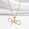 Colar Feminino, Elegante da Moda, Design Transfronteiriço com Diamantes Completos, Colar Elegante com Laço de Celebridade da Internet, Corrente Simples e Moderna para a Clavícula