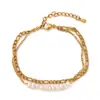 Pulsera de Cadena de Perlas de Doble Capa con Cuentas Delicadas, Perfecta para el Uso Diario, Apilable para un Look Elegante y Adecuada para Diversos Atuendos