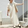 Vestido camiseta de verano holgado estilo japonés y coreano para mujer, falda línea A, estilo relajado, color sólido, moda casual, falda de manga corta que combina con todo