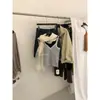 MZI STUDIO Outono Estilo Minimalista Coreano Patchwork de Renda Slim Fit Camisola em Camadas para Mulheres 13358