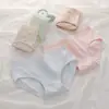 Roupa Íntima Feminina de Algodão Puro Estilo Japonês Cor Sólida Estudante Cintura Média Algodão Puro Forro Confortável Respirável Menina Gordinha Calcinhas Femininas