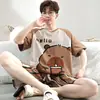 Ropa de casa juvenil de talla grande que se puede usar en la calle, traje para hombre, pijamas de algodón puro para hombre de verano 2026, pantalones cortos finos de manga corta