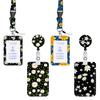 Nuevo Portatarjetas con Cordón Retráctil Fácil de Jalar de Margarita Fresca, Girasol, Cielo Estrellado, Estampado de Leopardo Salvaje, Juego de Hebilla Fácil de Jalar