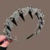 Diadema de malla de lunares de alta gama para mujer, estilo blogger, elegante, con dientes, diadema antideslizante, para frente amplia, sujetador de pelo