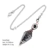 Pêndulo de Cristal Transfronteiriço com Pedra Triturada e Resina, Cor Cobre Vermelho Antigo, Cone Hexagonal de Ponta Única, Acessório de Yoga Meditação, Pêndulo de Frequência Ajustável