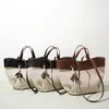 2026 Nova Bolsa Cesta de Legumes de Grande Capacidade, Bolsa de Ombro Casual de Linho de Alta Qualidade, Bolsa de Mão de Couro Bovino de Primeira Camada para o Dia a Dia