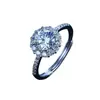 Kuaishou Douyin Transmisión en Vivo Cadena de Suministro Simulación Anillo de Diamante Moissanita Girasol Un Quilate Anillo Ajustable para Mujer Dropshipping