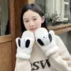 Guantes de Peluche Lindos Estilo Corea del Sur para Mujer Invierno Dibujos Animados Perro Estudiante Engrosados A prueba de Frío Colgantes para el Cuello Cálidos Lindos Dedos