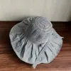 Sombrero de Sol de Rayas de Ala Ancha para Mujer Sombrilla de Verano Sombrero de Pescador Estilo Coreano Versátil Plegable Sombrero con Cinta de Lazo
