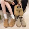 Zapatos Birkan con forro polar, zapatos de algodón para mujer, ropa de abrigo de invierno con forro polar, nuevo estilo 2024, zapatos holgados de suela gruesa con cabeza grande.