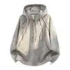 Peça essencial do guarda-roupa masculino: moletom com capuz estampado de secagem rápida, solto e leve, respirável, jaqueta esportiva casual para primavera e outono