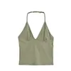 2026 Nova Camisola Americana com Decote em V Profundo e Alça no Pescoço, Estilo Sexy Hot Girl com Bojos, Top para Esportes e Fitness