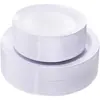 Conjunto de 25 peças de plástico rígido descartável prato de jantar fundo preto dourado prato de jantar ocidental branco conjunto de prato de jantar Phnom Penh