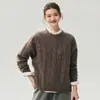 Colección Otoño 2026: Suéter de Punto de Cachemir con Hilo Floral de Cuello Redondo para Mujer, Top Cálido de Seda de Morera