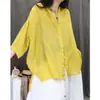 Novas Camisas de Algodão e Linho de Manga Curta para o Verão, Tops Finos de Manga Média, Estilo Casual Versátil, Camisas Retrô Artísticas para Mulheres