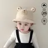 Gorro de bebé primavera y otoño fino lindo oso sombrero de pescador niños y niñas protección solar sombrero de cubo viaje verano