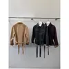 Chaqueta de Trabajo Vintage NEIHE con Cuello Solapa, Patchwork de Ante, Ceñidor en la Cintura, Multibolsillos para Mujer, Otoño 2026, 260020