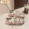 Sapatilhas Rosa Planas com Laço e Solado Macio 2024 Primavera e Verão Novos Casuais Versáteis Sapatos de Treino Alemães Sapatos Brancos para Mulheres
