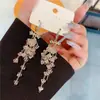Nuevos Pendientes de Borla con Lazo y Cristal Rosa, Pendientes Elegantes y de Hada, Joyería de Oreja de Moda para Mujer