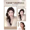 Peruca de Coque Longo para Mulheres com Franja Lateral, Estilo Coreano Vintage Riquinha, Penteado de Coque Florido Fofo
