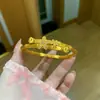 Nuevo Pulsera de Calabaza de Jade Azul Hielo Triturado Estilo Chino, Pulsera Elegante de Oro con Placa de Dinero de los Cinco Emperadores de Lujo Ligero y Gama Alta