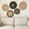 Colgantes de Pared Redondos Tejidos de Paja Hechos a Mano Transfronterizos para Sala de Estar del Hogar, Hermosas Decoraciones de Pared para Casas de Huéspedes y Hoteles