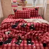 Juego de colcha bordada tipo patchwork de terciopelo de leche de grado A estilo coreano, que incluye un edredón infantil para primavera/otoño y un edredón doble, grueso y cálido para invierno