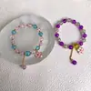 Nuevo Pulsera de Cristal Explosivo Fresa Cristal Camelia Pulsera de Cristal Rosa de Vidrio Versátil Pulsera para Mejor Amiga Regalo