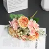 Mille-feuille de Frutas Vermelhas Peônia Flor Artificial Flores de Casamento Acabamento de Luxo Buquê de Flores Artificiais Arranjo Floral Fabricante de Arranjos Florais Atacado