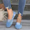 Zapatos de mujer talla grande 2024 nuevos zapatos de mezclilla tipo frijol boca poco profunda a pedal para mujer