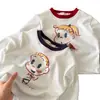 Camiseta térmica infantil para outono e inverno, camiseta infantil masculina estilosa estilo japonês com desenho animado, camisa de veludo elegante para bebês, looks combinando para irmãos