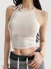 Deseo Puro Dulce Chica Caliente Cuello Halter Hombros Descubiertos Tira para Amarrar Ropa Exterior Estilo Nuevo de Verano 2025 para Mujer Top Corto Ajustado