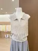 Ropa de mujer de alta gama Shenzhen Nanyou: tejido calado con cuello, chaleco sin mangas, chaleco, top estilo 'old money' para verano