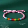 Pulsera de cuerda roja con nudo de giroscopio tejido a mano, patrón de pata de gallo, para hombre y mujer, pareja, estudiante, cuerda de mano, nudo de diamante, nudo plano, joyería de cuerda de cinco colores