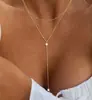 Nueva Cadena de Cuentas Elegante Clásica de Plata de Ley 925 de Doble Capa Espaciadas Lateralmente con Forma de Y Versátil Cadena para Clavícula Collar de Venta Caliente Europea y Americana para Mujeres