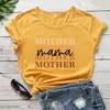 Comercio exterior europeo y americano transfronterizo deseo Día de la Madre mamá camiseta de manga corta con cuello redondo y estampado de letras a color