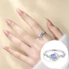 Anillo de Zircón Piedra Lunar para Mujer, Anillo de Cola de Estudiante Asequible, Anillo de Dedo Índice de Vidrio Colorido de Alta Gama, Anillo Liso Fino