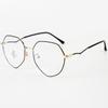 Gafas preppy de metal irregular de polígono con filtro de luz azul, montura ligera para gafas ópticas, se pueden equipar con miopía
