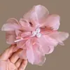 Pinza de Flor de Gasa Súper Hada para Mujer 2025 Nuevo Pinza de Pelo de Cabeza de Flor Artificial de Alta Gama para la Parte Posterior de la Cabeza Elegante Adorno para el Cabello