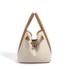 2026 Bolsa Tote Color Block Exquisita para Mulheres, Nova Bolsa Transversal Bucket de Couro Genuíno para o Dia a Dia, Bolsa de Palha, Bolsa Kelly