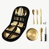 Conjunto de talheres de aço inoxidável para camping, piquenique, faca de bife, garfo e colher, bolsa de pano portátil, transfronteiriço Amazon